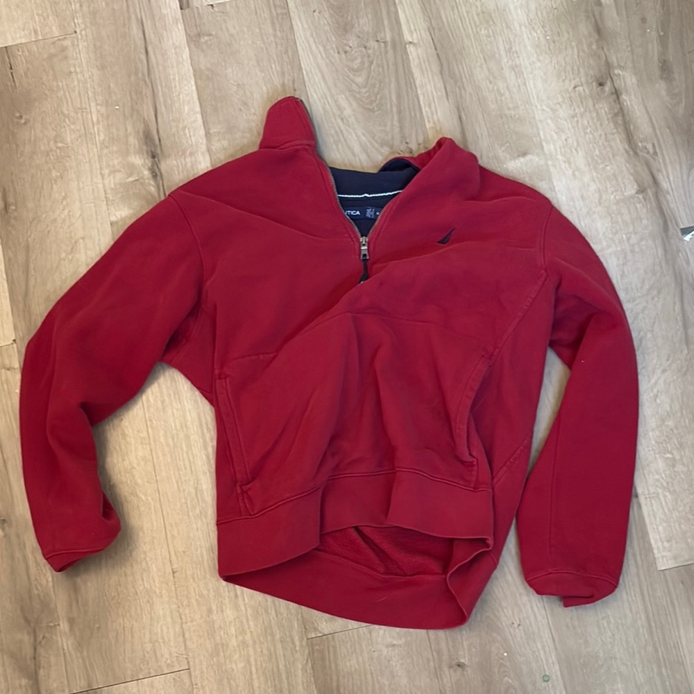 Nautica Red and Black Quarter-Zip Pullover